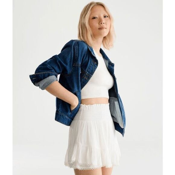 Aeropostale White High-Waisted Lace-Trim Flippy Skirt Skort XL - Picture 10 of 11